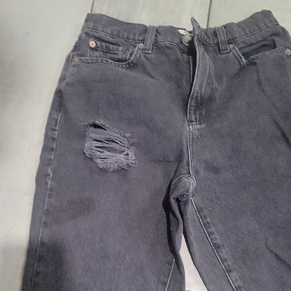 Garage Black  Distress Denim vintage Straight  Jeans Size 03 Or 26 - Picture 3 of 5